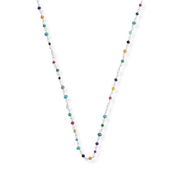 Multicolour Small Stone Ganthan Necklace in 92.5 sterling silver