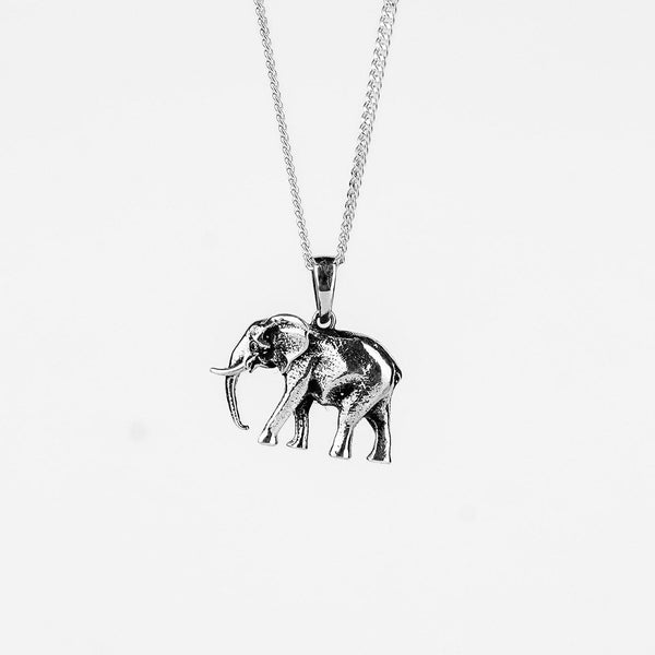 Silver elephant pendant necklace with chain