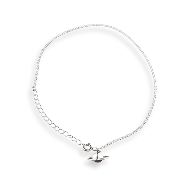 Silver Chain & Planet Charm Anklet in 92.5 sterling silver