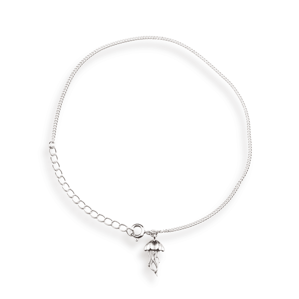 Silver Chain & Jellyfish Charm Anklet in 92.5 sterling silver