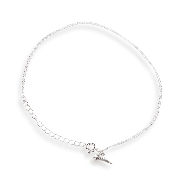 Silver Chain & Shooting Star Charm Anklet in 92.5 sterling silver