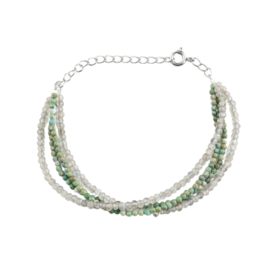 Labradorite & Micro Firoza Silver Bracelet (Project Handmade)
