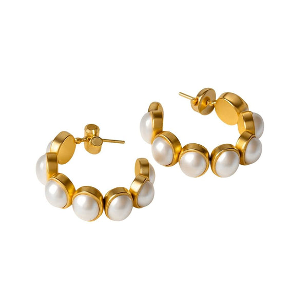 22K gold-plated fashion earring front view featuring an elegant design and premium 22K gold-plated finish