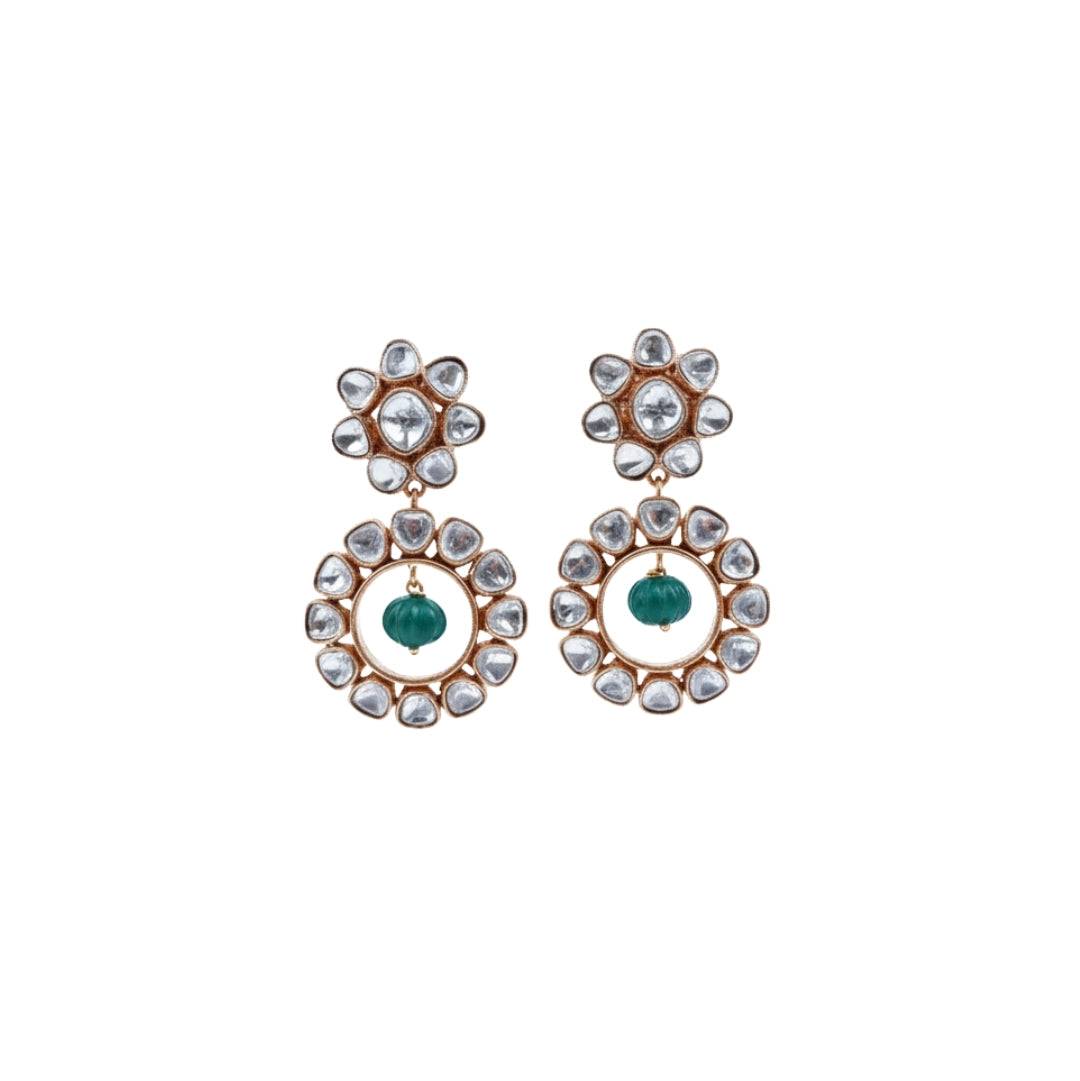 22K gold-plated fashion earring front view featuring an elegant design and premium 22K gold-plated finish