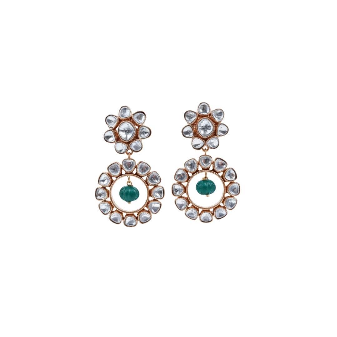 22K gold-plated fashion earring front view featuring an elegant design and premium 22K gold-plated finish