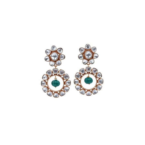 22K gold-plated fashion earring front view featuring an elegant design and premium 22K gold-plated finish