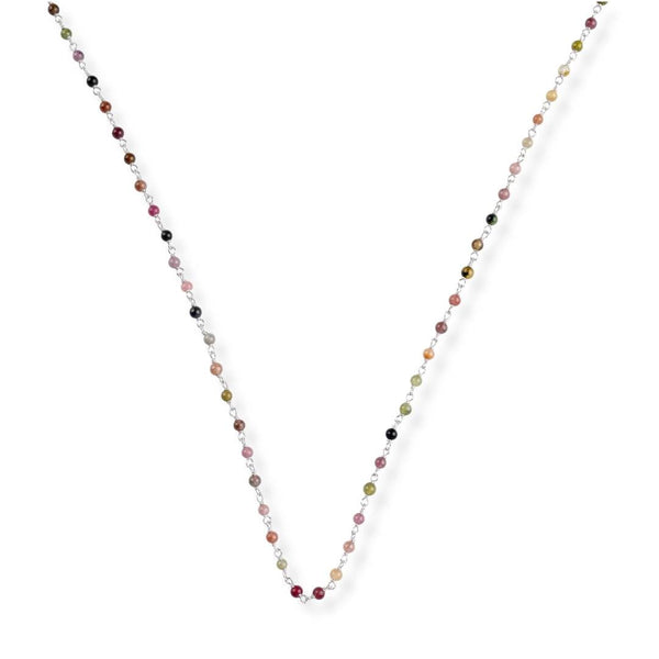 Tourmaline Ganthan Necklace 24 Inches in 92.5 sterling silver