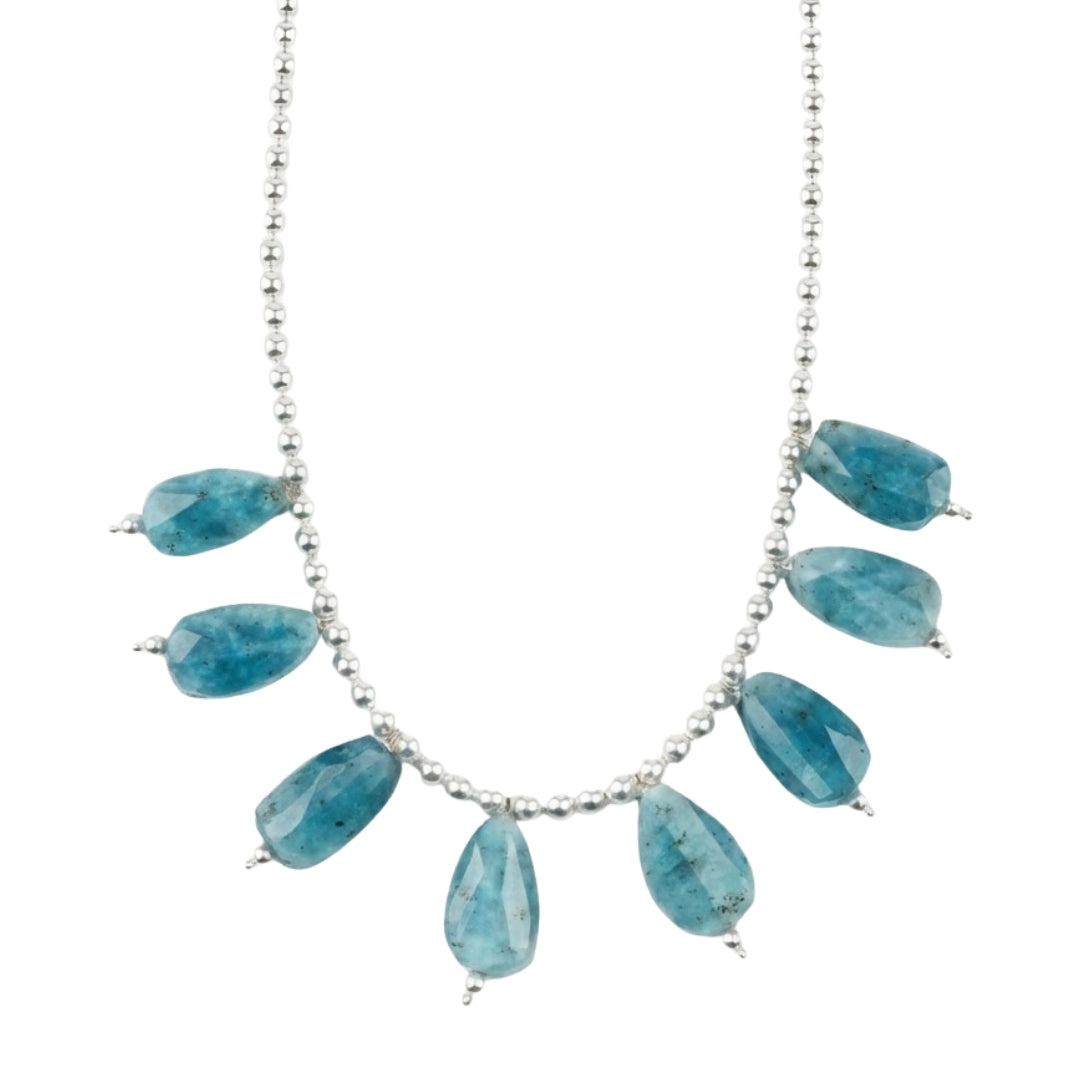 Luxe Necklace - Pearl and Larimar Drops