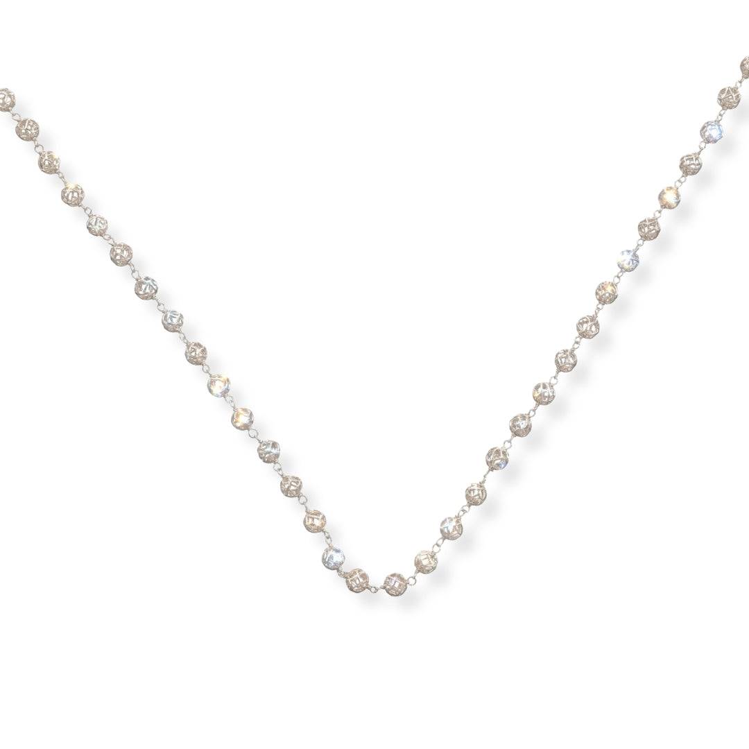 Silver Mohanmaal Ganthan Necklace front view featuring a traditional design with elegant bead detailing and a graceful silhouette