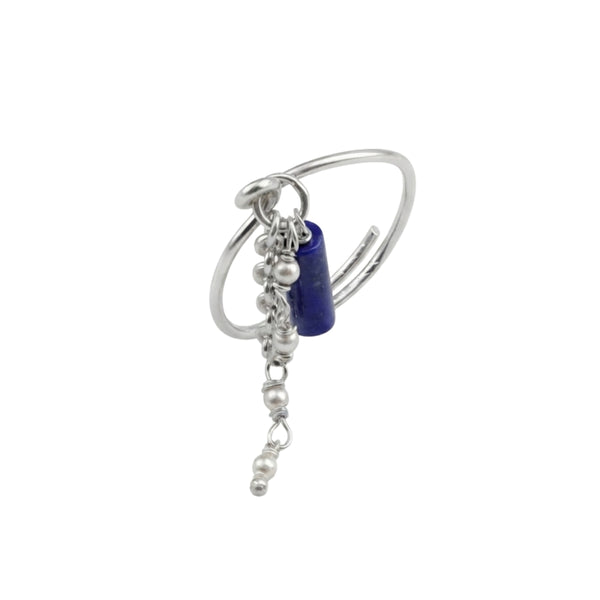Lapis Lazuli & Pearl Chain Ring (Project Handmade)
