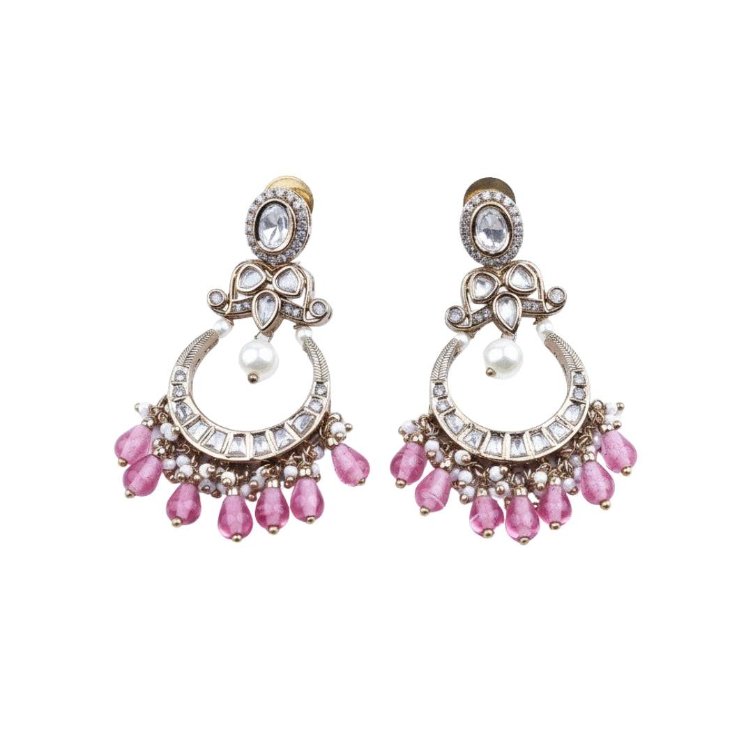 22K gold-plated fashion earring front view featuring an elegant design and premium 22K gold-plated finish
