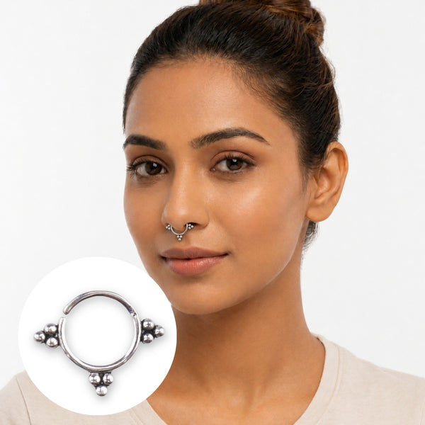 Oxidised Trinity Septum Cum Nose Ring (Pierced)