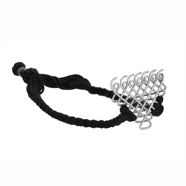 Silver Saraswati Bracelet with black thread big motif in 92.5 sterling silver
