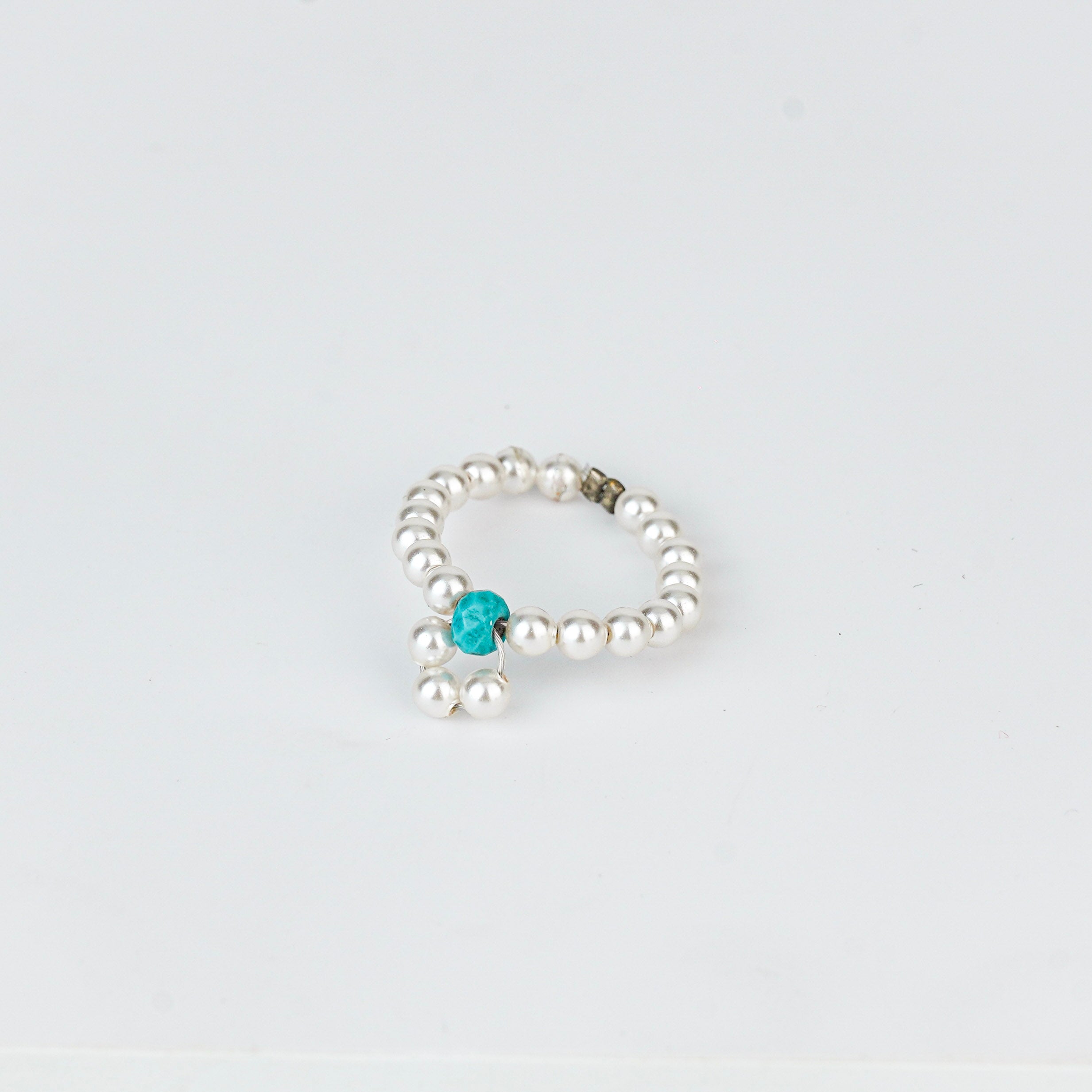 Turquoise and Pearl Beaded Ring