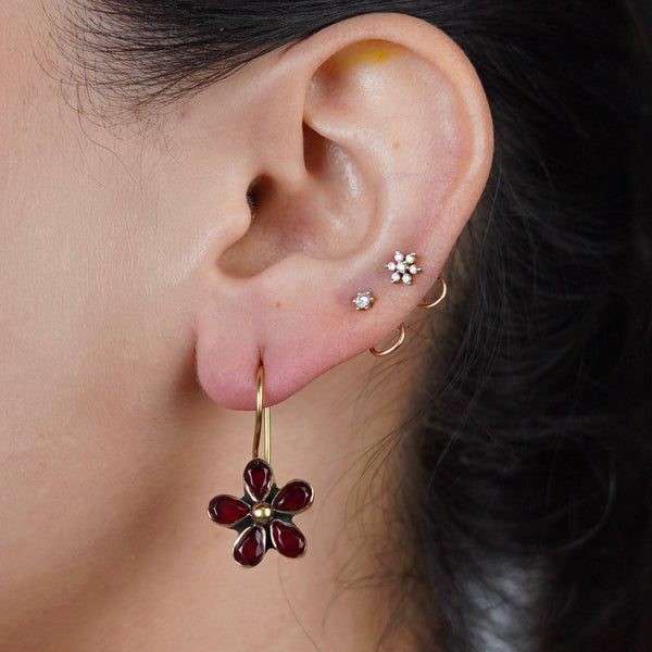Model wearing Brass Fashion Earrings for a stylish and contemporary fashion jewellery look