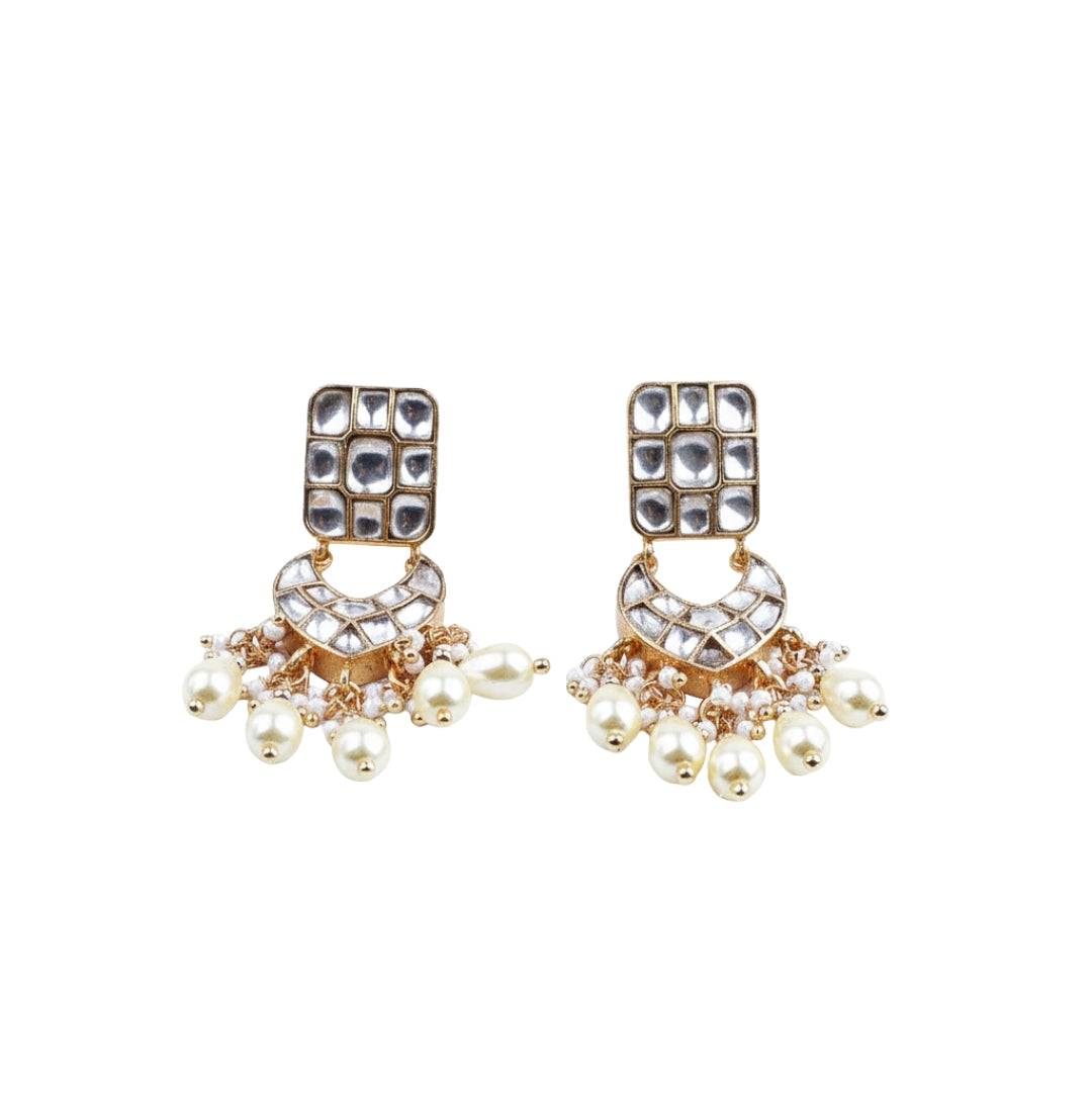 22K gold-plated fashion earring front view featuring an elegant design and premium 22K gold-plated finish