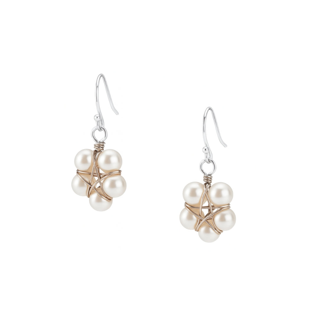 Silver Handmade Pearl Flower Earring