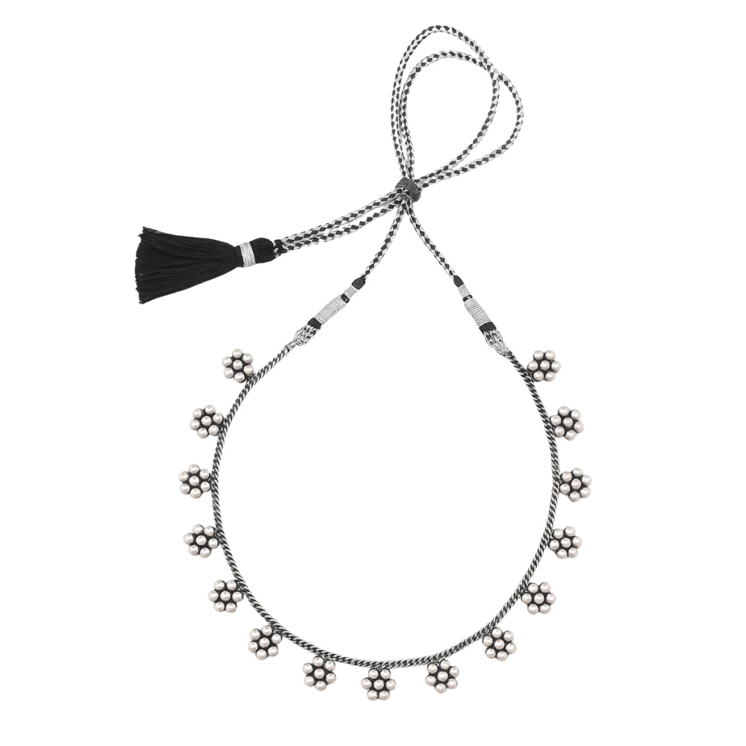 Kudi chain choker with 15 motifs in 92.5 sterling silver