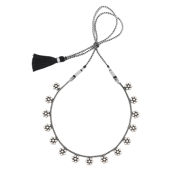 Kudi chain choker with 15 motifs in 92.5 sterling silver