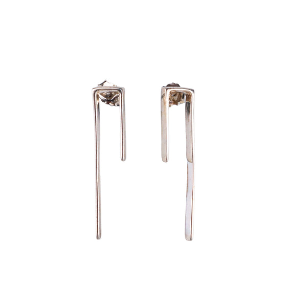 Silver asymmetric minimalist earrings