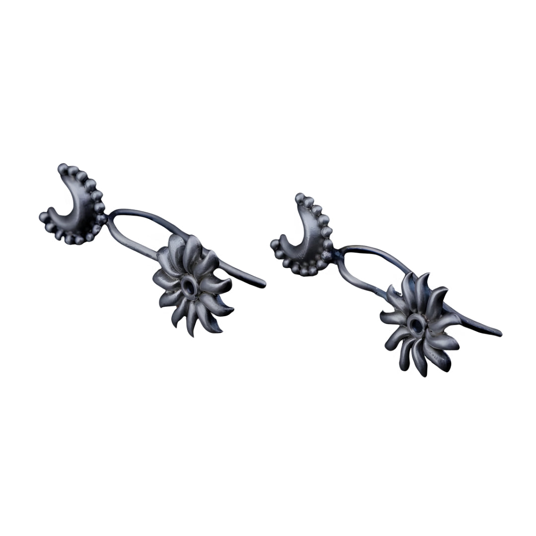 Silver floral clip-on earrings for traditional wear