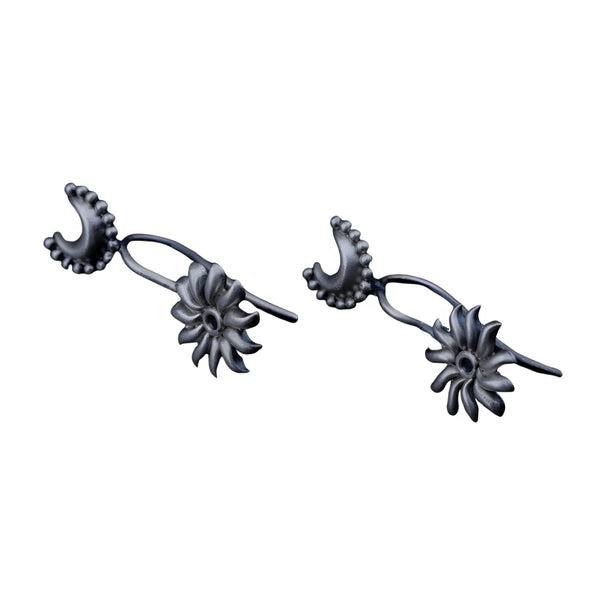 Silver floral clip-on earrings for traditional wear