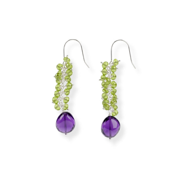 Peridot & Amethyst Silver Earrings (Project Handmade)