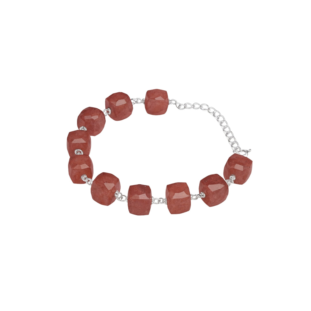 Silver Ganthan Bracelet with Strawberry Quartz Stones