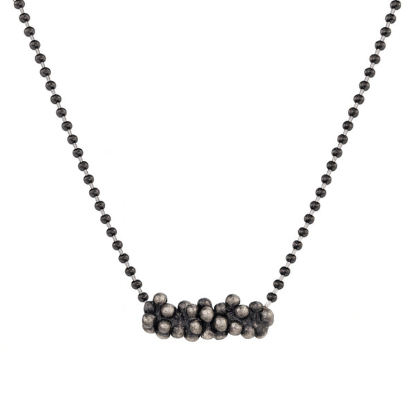 Sterling silver beaded necklace with cluster of round beads for ethnic jewelry