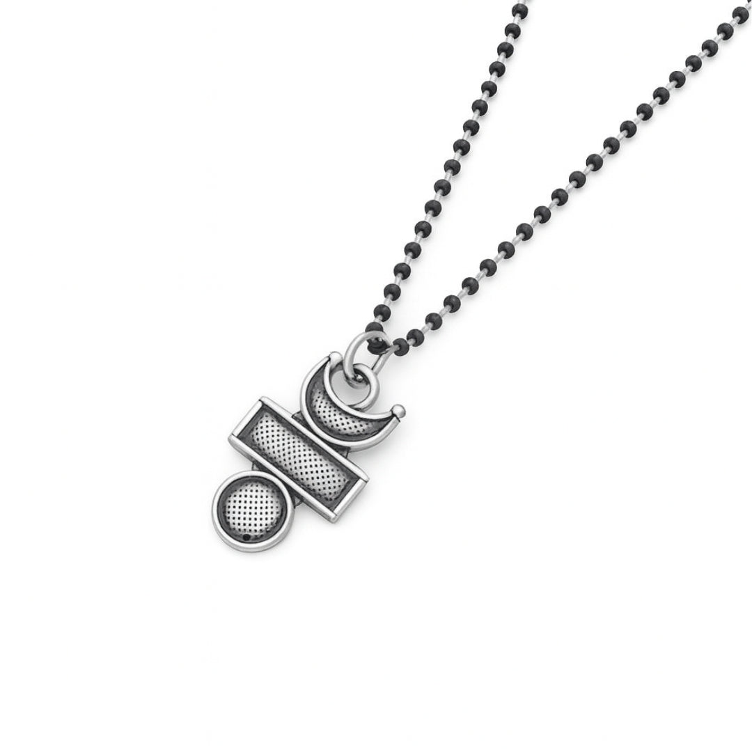 Silver Chandrakor Tikli Mangalsutra necklace with geometric pendant