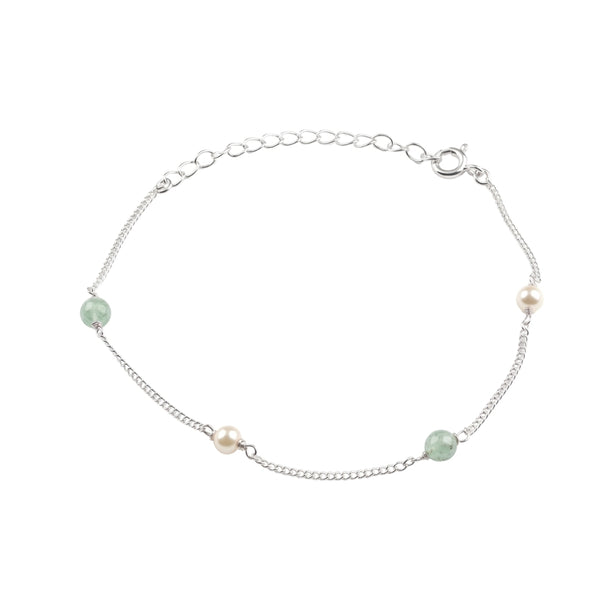 Russian Quartz & Pearl Silver Chain Bracelet (Project Handmade)