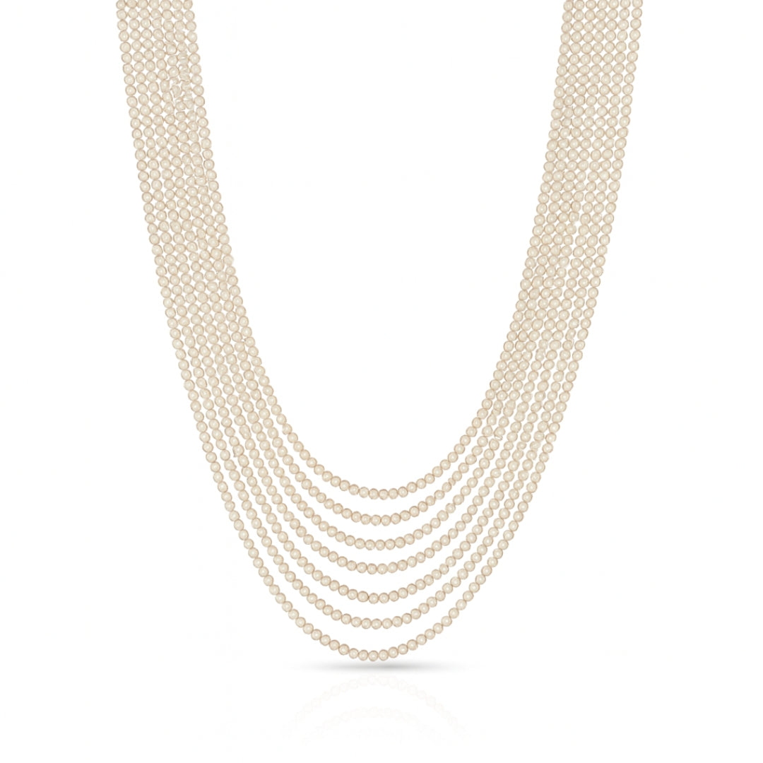 Multi Layer Cream Pearls Necklace