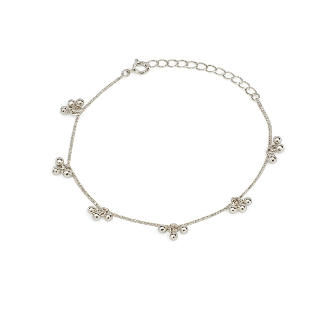 Silver ghungroo bunch anklet in 92.5 sterling silver