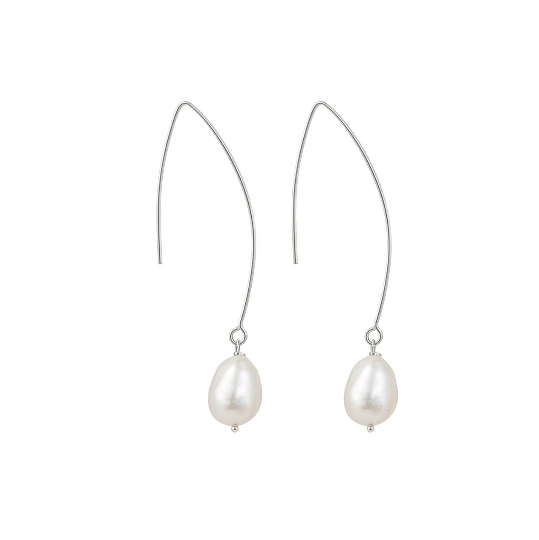 Baroque Pearl Silver Dangler Earrings