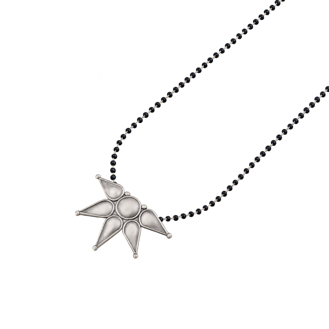 Silver Half Flower Mangalsutra