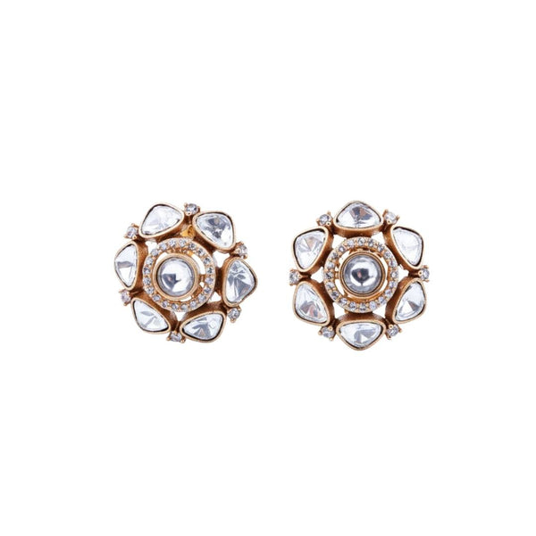 22K gold-plated fashion earring front view featuring an elegant design and premium 22K gold-plated finish