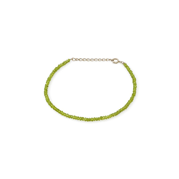 Sterling silver anklet with peridot stones