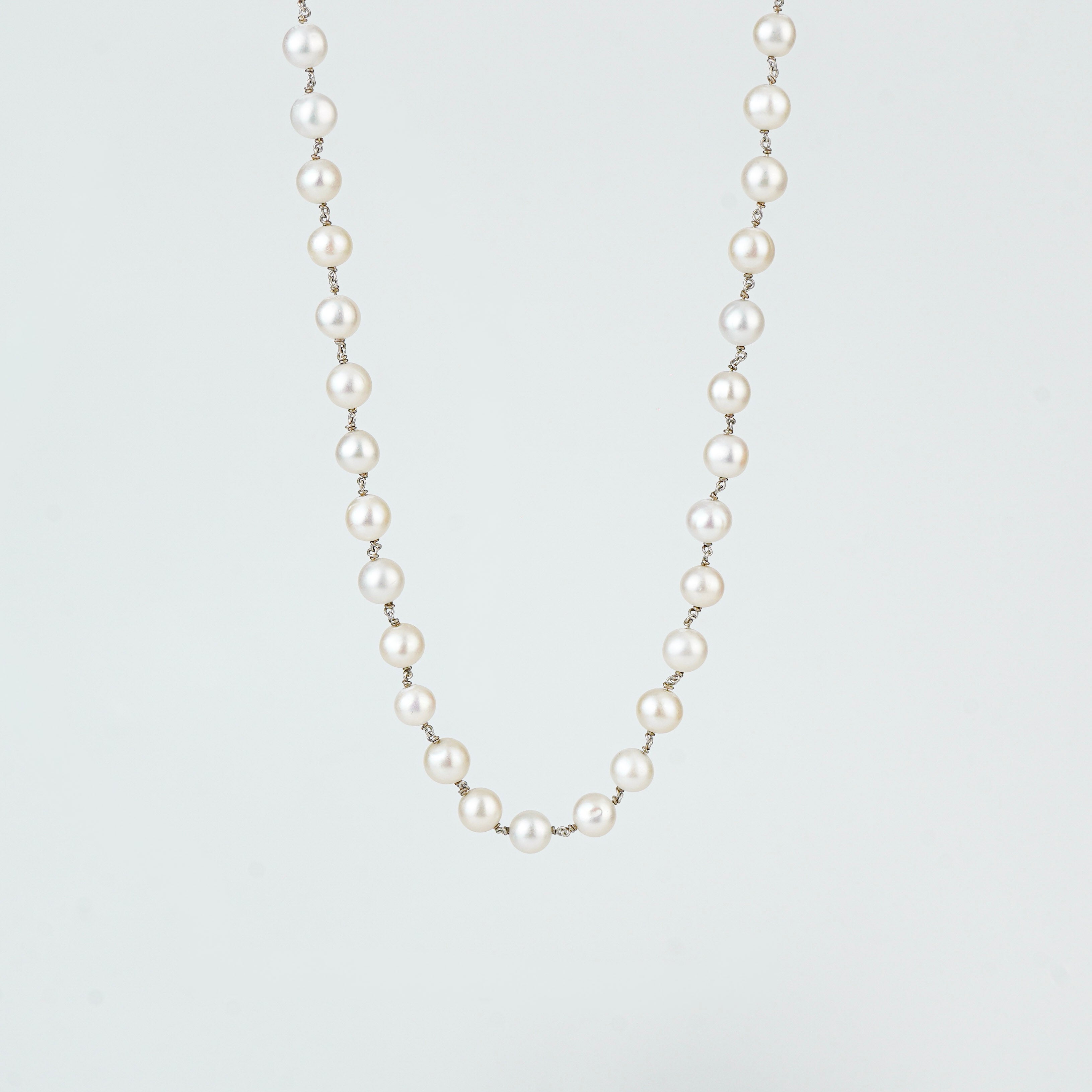 Silver Necklace with Pearls