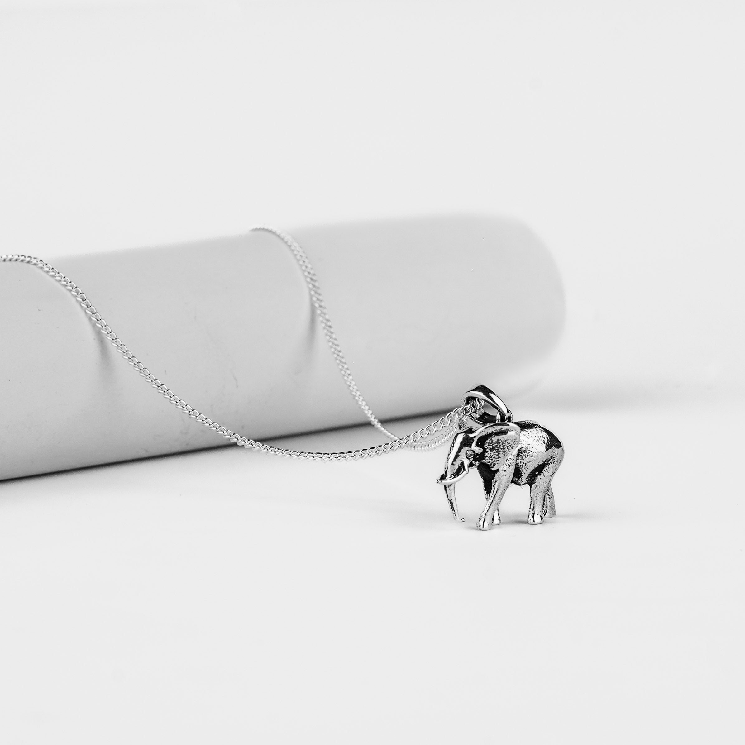 Tusker Elephant Silver Necklace - Symbol of Strength & Fortune