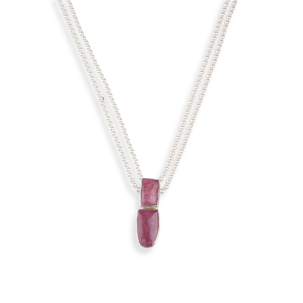 Luxe Necklace – Rhodonite & Pearls