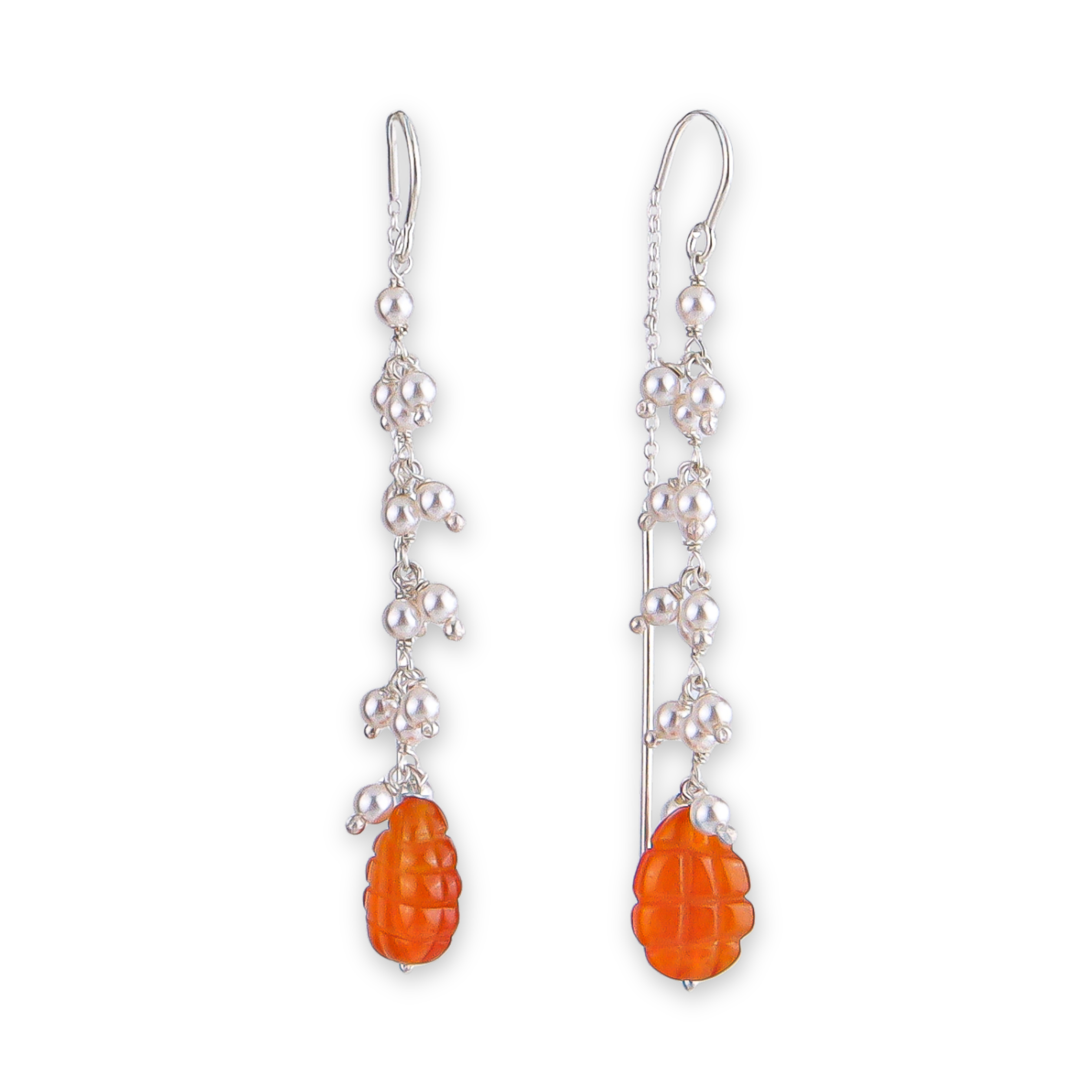 Carnelian & Pearl Sui Dhaaga Branch Earrings