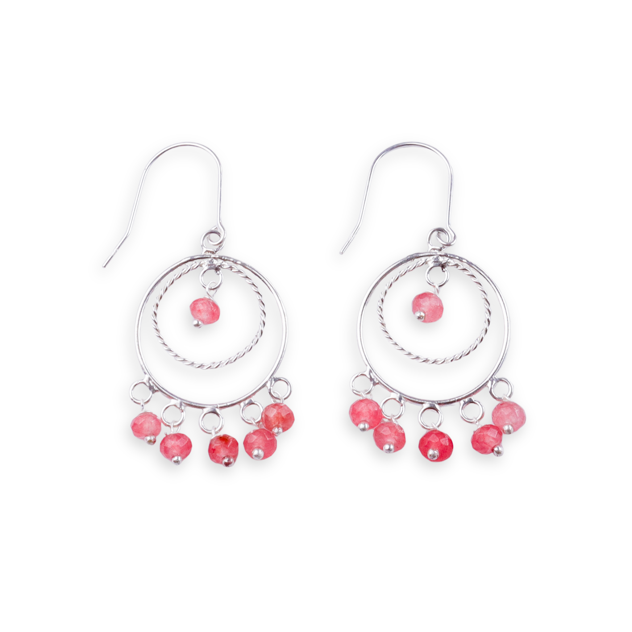Pink Sapphire Chandbali | 92.5 silver earrings | size : small