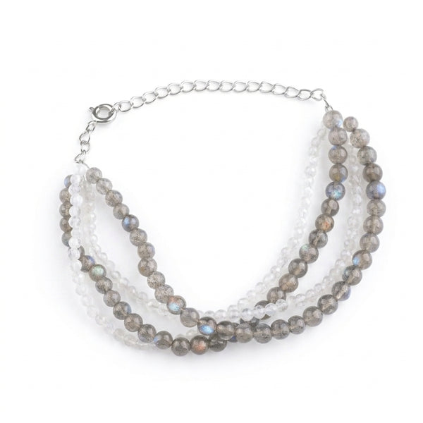Labradorite & Moonstone Silver Bracelet (Project Handmade)