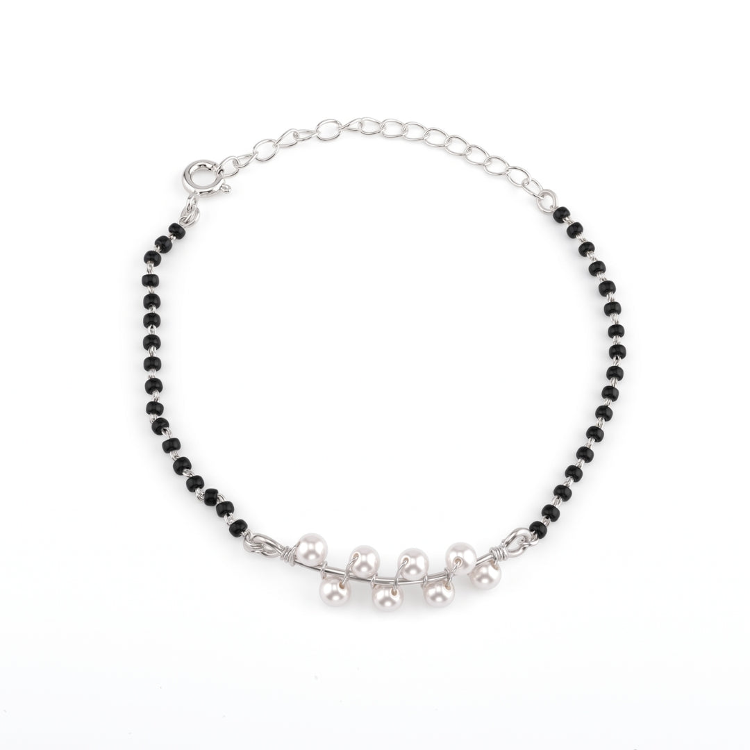 Pearl Wrapped Silver Mangalsutra Bracelet (Project Handmade)