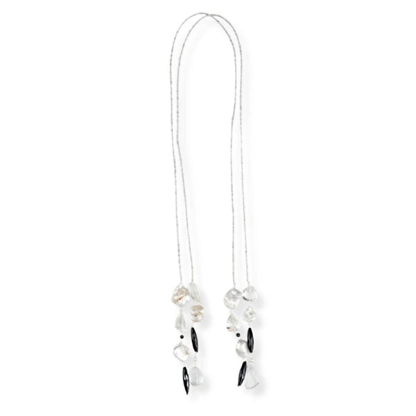 Tie & Wear Necklace with Labradorite, Black Spinel, Crystal & Baroque Pearls