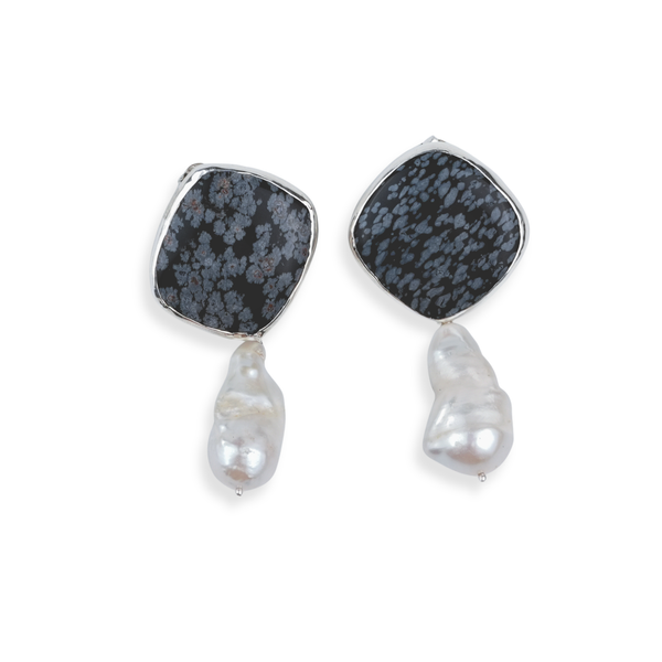 Luxe Earrings – Jasper & Baroque Pearls