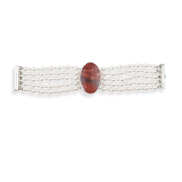 Luxe Bracelet – Red Jasper & Pearls