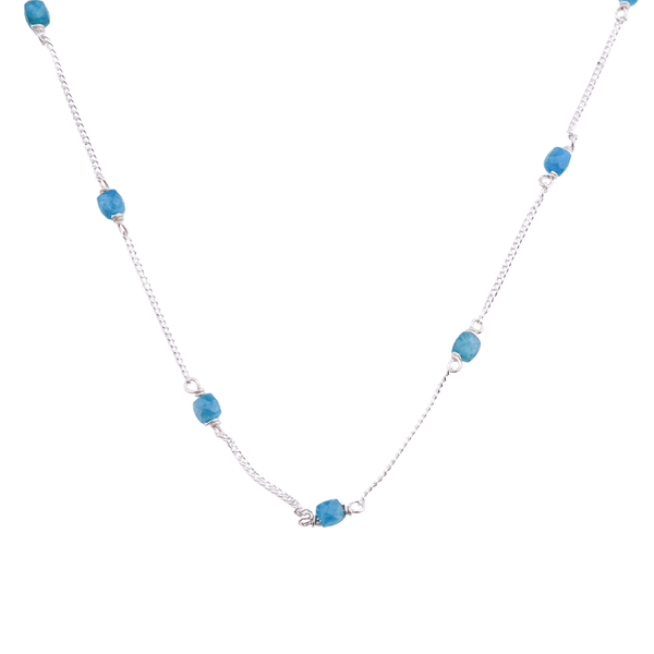 Silver Apatite Chain with blue gemstone accents