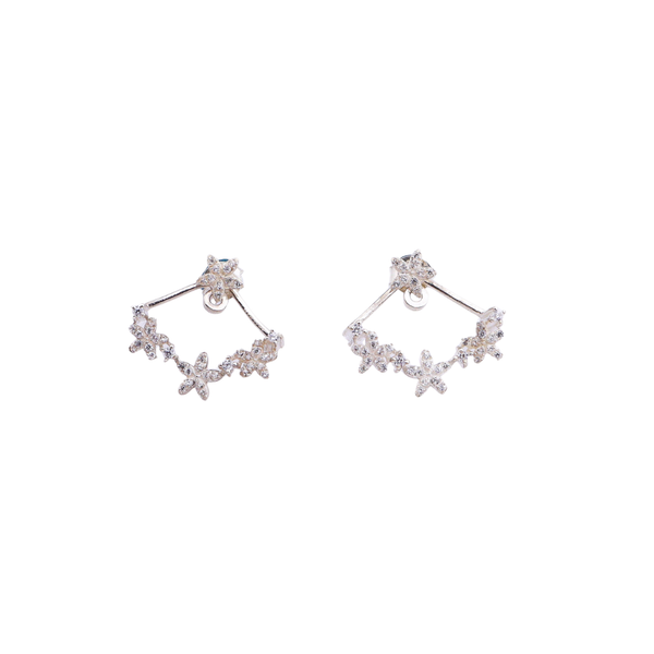 Flower Vine CZ Jacket Earring