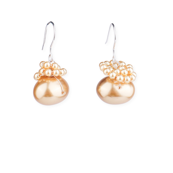 Golden Pearl Silver Earrings (Project Handmade)